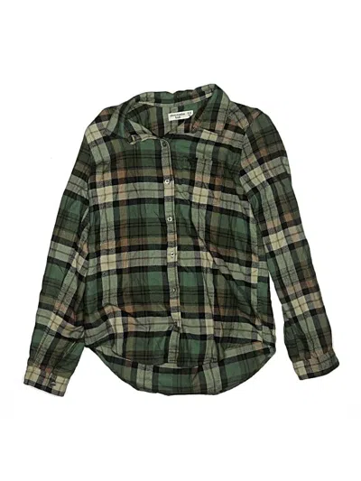 Pre-owned Abercrombie Kids' Long Sleeve Button Down Shirt In Green