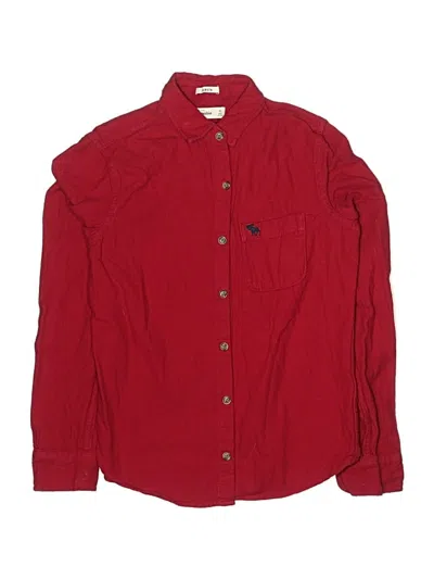 Pre-owned Abercrombie Kids' Long Sleeve Button Down Shirt In Red