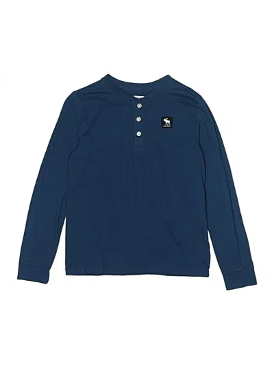Pre-owned Abercrombie Kids' Long Sleeve Henley Shirt In Blue