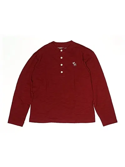 Pre-owned Abercrombie Kids' Long Sleeve Henley Shirt In Burgundy