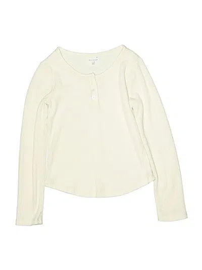 Pre-owned Abercrombie Kids' Long Sleeve Henley Shirt In White