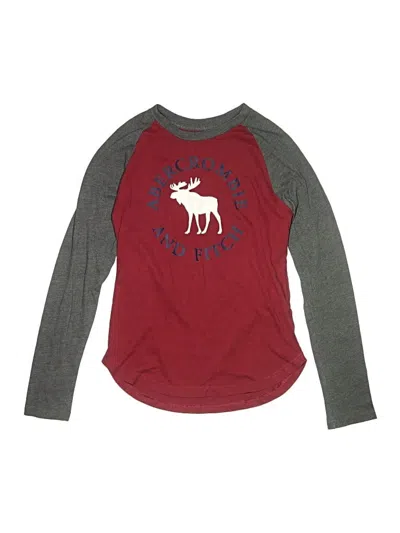 Pre-owned Abercrombie Kids' Long Sleeve T-shirt In Burgundy