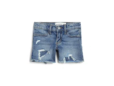 Abercrombie Low-rise Midi Destroyed Denim Shorts (big Kids) Girl's Shorts Cove Destroy: 13-14 Big Kid One Size In Blue