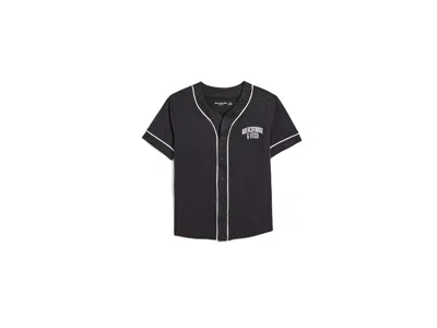 Abercrombie Kids Kids' Baseball Piping Button-up Shirt In Black