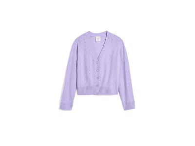 Abercrombie Pointelle Cardigan (big Kids) Girl's Sweater New Lavender: 7-8 (big Kids) In Purple