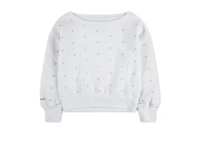 Abercrombie Printed Off-the-shouder Sweatshirt (big Kids) Girl's Sweatshirt Bright White : 5-6 (little Kids)