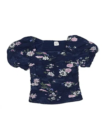 Pre-owned Abercrombie Kids' Short Sleeve Top Blue Sweetheart Neckline Tops