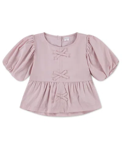 Abercrombie Babies' Toddler Girls' 2t-5t Bow-detail Puff-sleeve Top In Pink