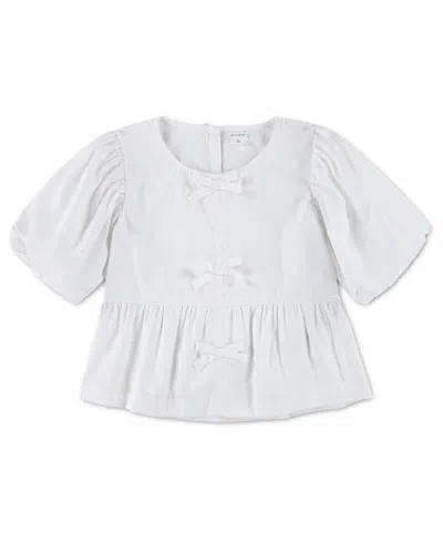 Abercrombie Babies' Toddler Girls' 2t-5t Bow-detail Puff-sleeve Top In White