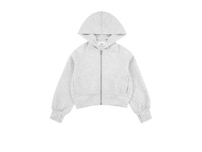 Abercrombie Ypb Neoknit Full Zip Hoodie (big Kid) Girl's Sweatshirt Grey Heather : 7-8 (big Kids), Elastane/poly In Gray