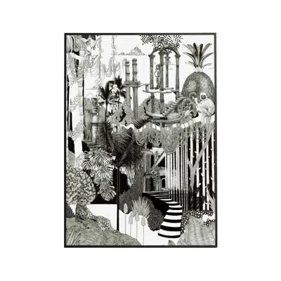 Abi Overland Jersey Black Botanical Jungle Monochromatic - Art Print S In Multi