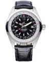 Abingdon Co. Women's Amelia Swiss Gmt Black Leather Strap Watch 40mm In Black