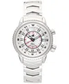 Abingdon Co. Women's Elise Swiss Tri-time Stainless Steel Bracelet Watch 33mm In Athenian Silver