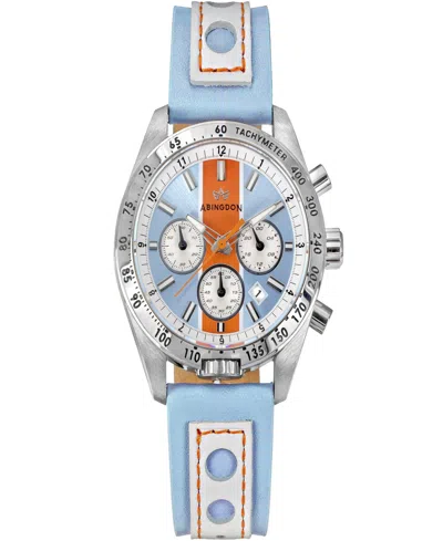 Abingdon Co. Women's Jordan Chronograph Multifunctional Gulfhawk Blue Leather Strap Watch, 40mm In Blue,orange
