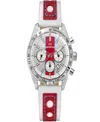 Abingdon Co. Women's Jordan Chronograph Multifunctional Victory Red Leather Strap Watch, 40mm In Silver,red