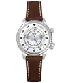 Abingdon Co. Women's Swiss Wasp Tribute Tri-time Chestnut Leather Strap Watch 33mm In White