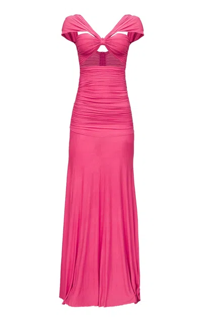 Abiola Olusola Asabi Twisted Bamboo Jersey Maxi Dress In Pink