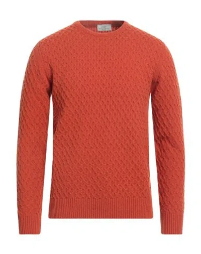 Abkost Man Sweater Rust Size 42 Virgin Wool In Red