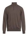 Abkost Man Turtleneck Dark Brown Size 44 Virgin Wool In Brown