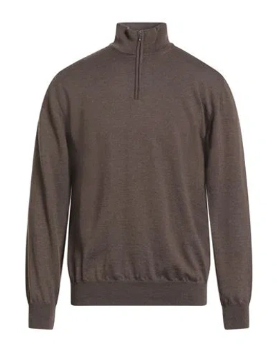 Abkost Man Turtleneck Dark Brown Size 44 Virgin Wool