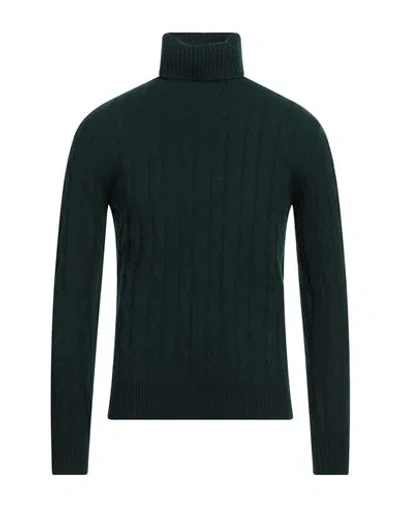 Abkost Man Turtleneck Dark Green Size 36 Cashmere, Merino Wool In Green