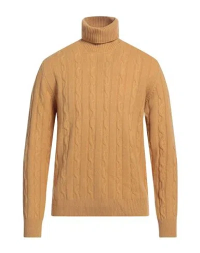 Abkost Man Turtleneck Mustard Size 46 Cashmere, Merino Wool In Yellow