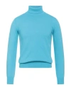 Abkost Man Turtleneck Turquoise Size 38 Virgin Wool, Cashmere In Blue