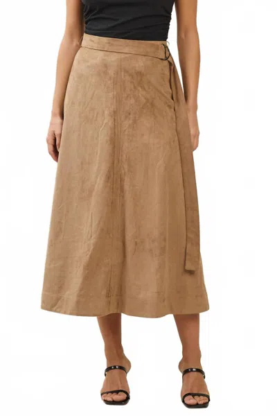 Able A-line Vegan Suede Skirt In Beige In Gold