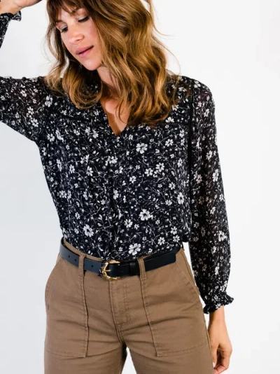Able Annette Tie Blouse In Black/white Floral