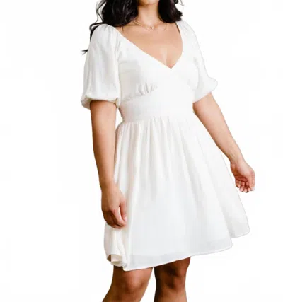 Able Arden Ruched Mini Dress In White