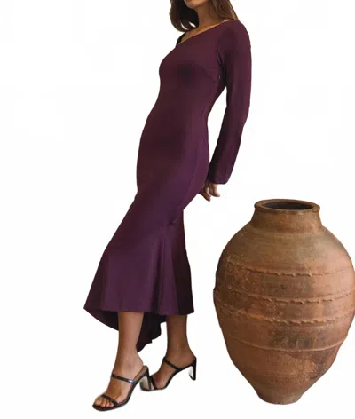 Able Asymmetric Jersey Dress In Plum In Pink