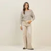 Able Asymmetric Stripe Sweater In Cream/black In Multi