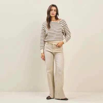 Able Asymmetric Stripe Sweater In Cream/black In Multi