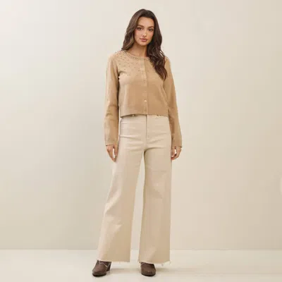 Able Bella Embellished Sweater In Taupe In Multi