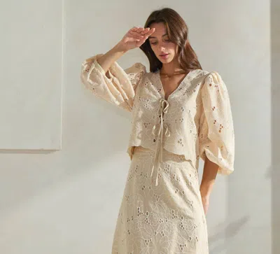 Able Bellissima Eyelet Lace Top In Butter Cream In White