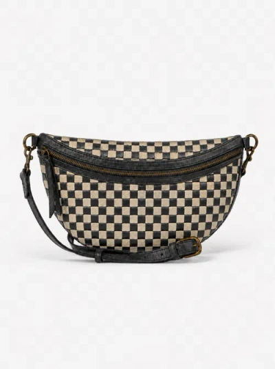 Able Berkeley Basketweave Belt Bag In Black/tan