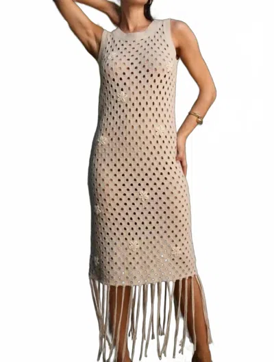 Able Beyla Open Knit Maxi Coverup In Beige