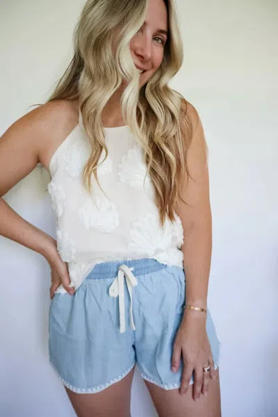 Able Blaire Seashell Appliqué Halter Top In Cream In White