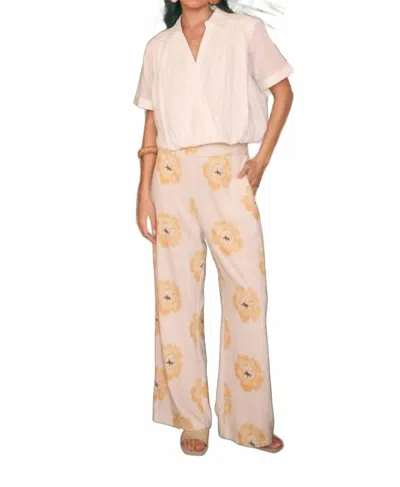 Able Blossom Linen Pants In Yellow Floral In Multi