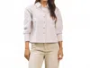 Able Button Stripe Top In Ivory/taupe In Neutral