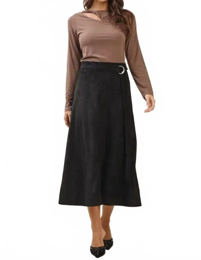 Able Call Me Classy Suede Belted Skirt In Black