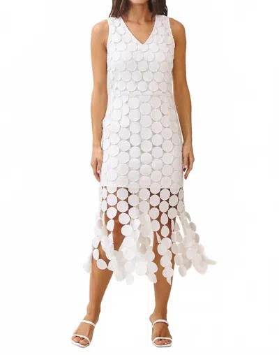 Able Cayman Circle Crochet Bottom Tassel Dress In White
