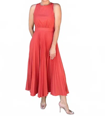 Able Clarion Pleated Dress In Coral In Pink