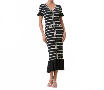 Able Cleo Ruffle Maxi Dress In Navy In Blue