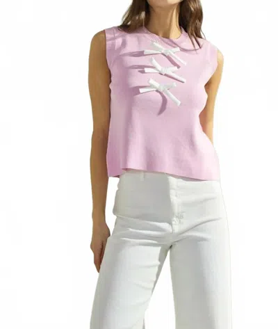 Able Contrast Bow Sleeveless Top In Pink