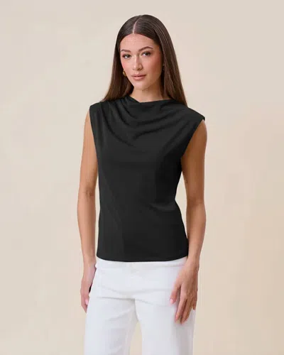 Able Cowl Neck Jersey Top In Black