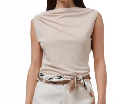 Able Cowl Neck Jersey Top In Natural In Gold