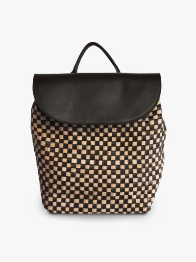Able Elsa Basketweave Backpack In Black/tan