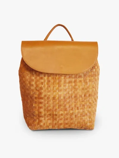 Able Elsa Basketweave Backpack In Cognac