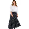 Able Erin Tiered Maxi Skirt In Black/white Floral